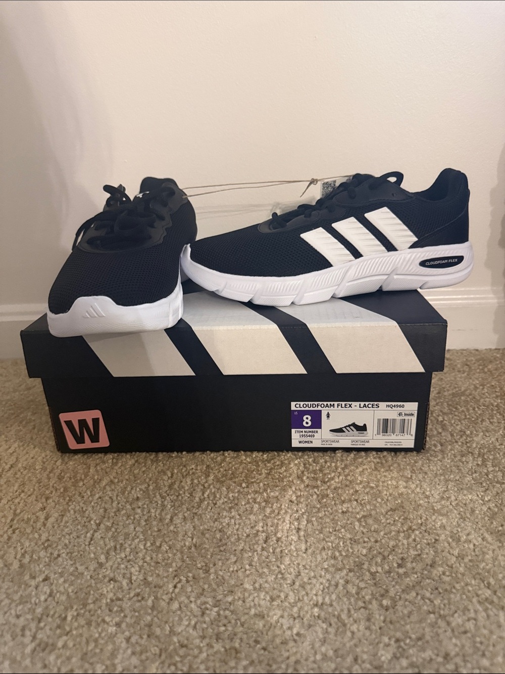 NWT Adidas Black and White Cloudfoam Women's Sneakers Size 8 Wide